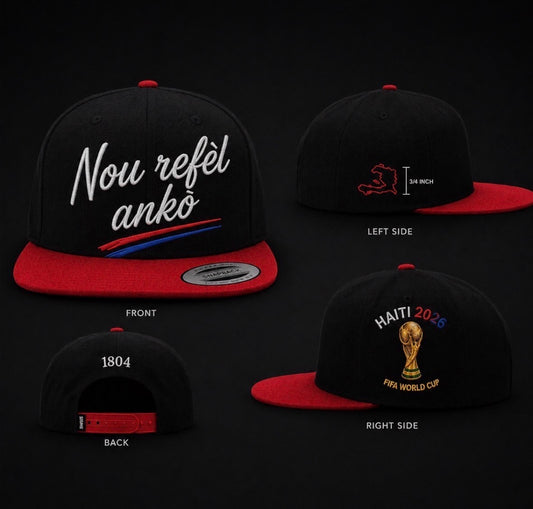 Nou Refèl Ankò Haiti 2026 Snapback Hat – Black & Red Limited Edition